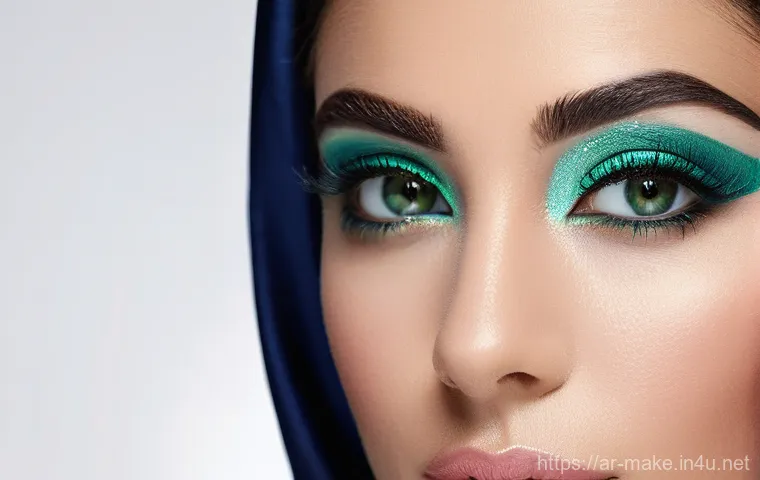 글로벌 메이크업 트렌드의 이해 - **Prompt 1: Natural Radiance - "Glass Skin" Aesthetic**
    "A serene portrait of a young Arab woman...