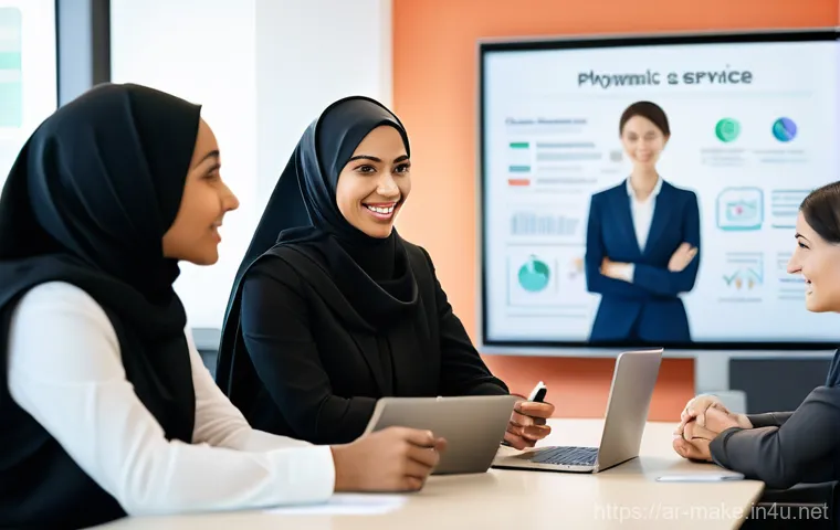 업무 중 고객과의 갈등 해결 사례 - **Prompt:** "A serene and empathetic customer service representative, of Middle Eastern descent, is ...